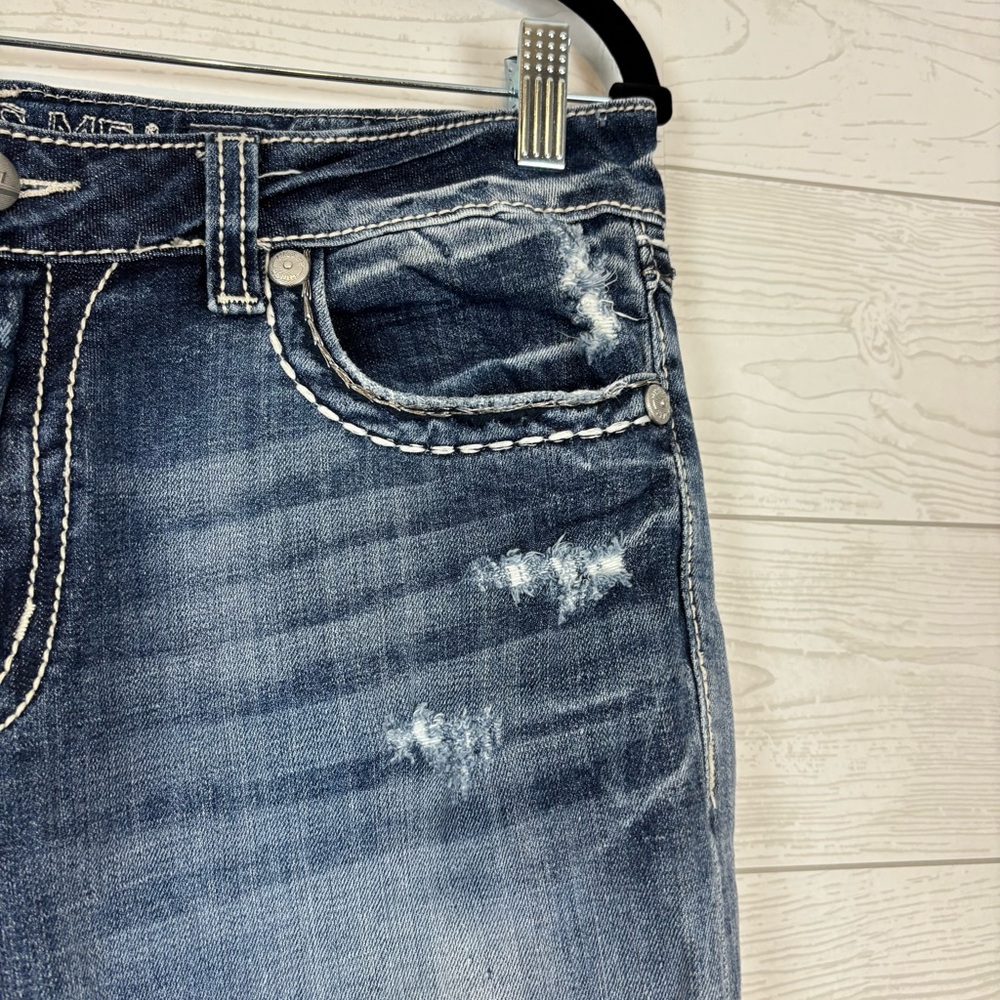 Miss Me Denim Boyfriend Capris Distressed Size 30 - Picture 5 of 15